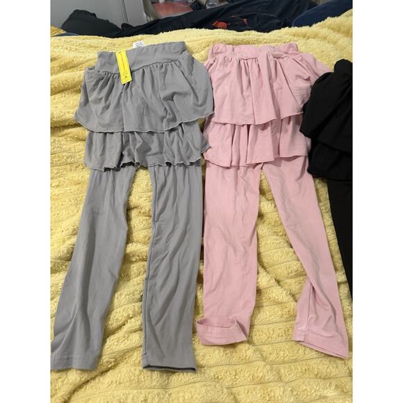 NEW Girls 3 Pc Leggings Skirts Skorts Pants Fall Winter Pink  Black Gray 10 Y - Picture 2 of 4